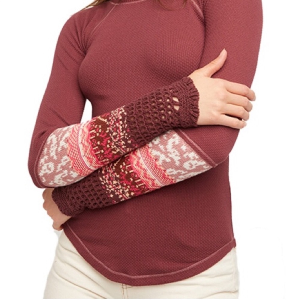 NEW Free People In The Mix Cuff Top in Rio Vino - Picture 12 of 13